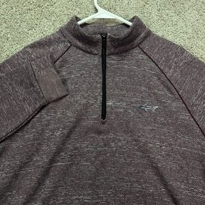 Greg Norman Mens Large 1/4 Zip Pullover Sweater Burgundy Heather Red Golf
